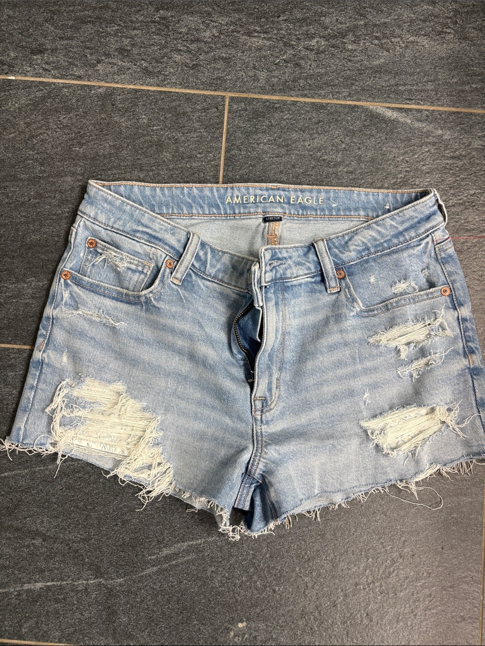 American Eagle Outfitters Light Wash Distressed Denim Shorts “perfect Shortie”